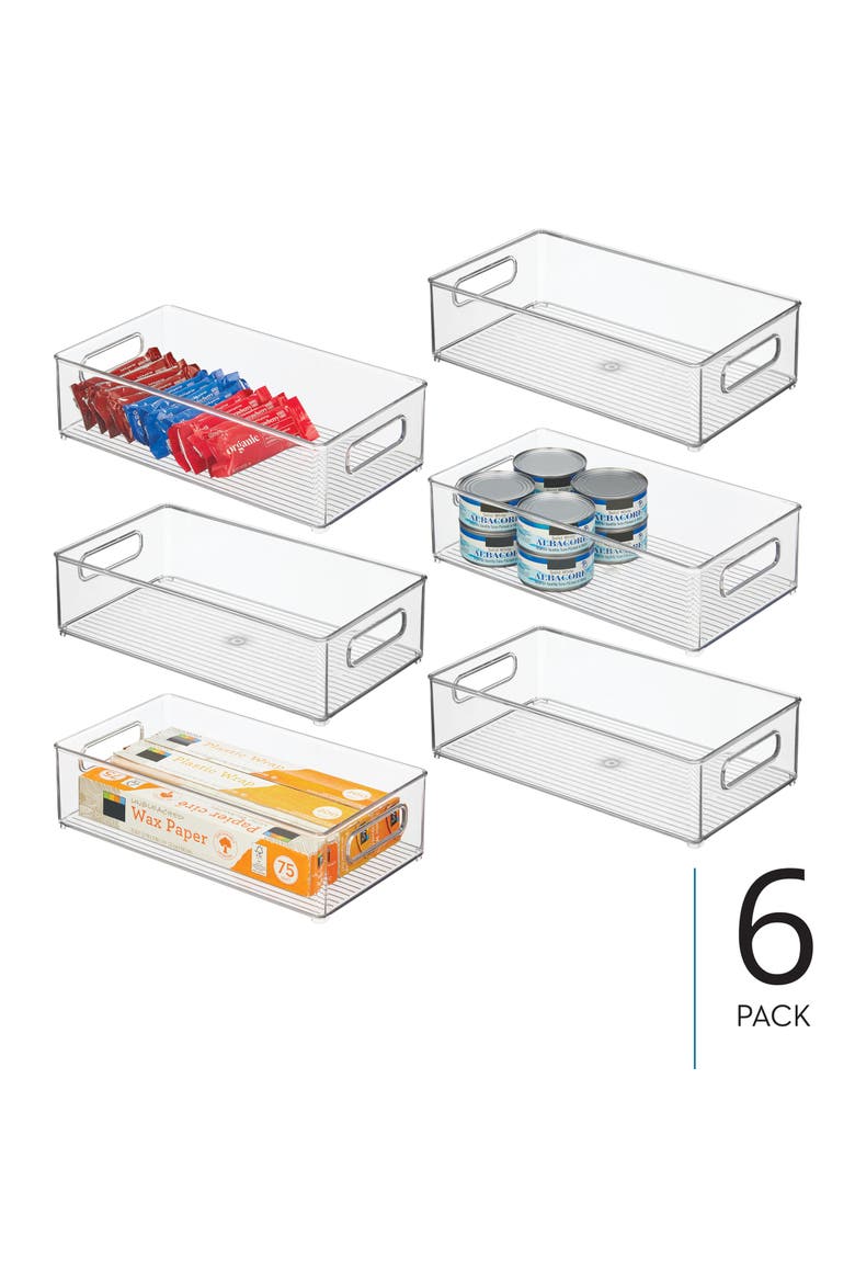 Stackable Fridge Bin - Kitchen Storage Bin for Pantry, Cabinets, or Fridge, Set of 6, Clear, Alternate, color, Clear