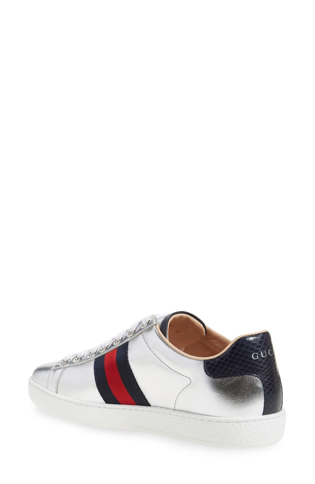 Gucci 'New Ace' Metallic Low Top Sneaker, Alternate, color, 