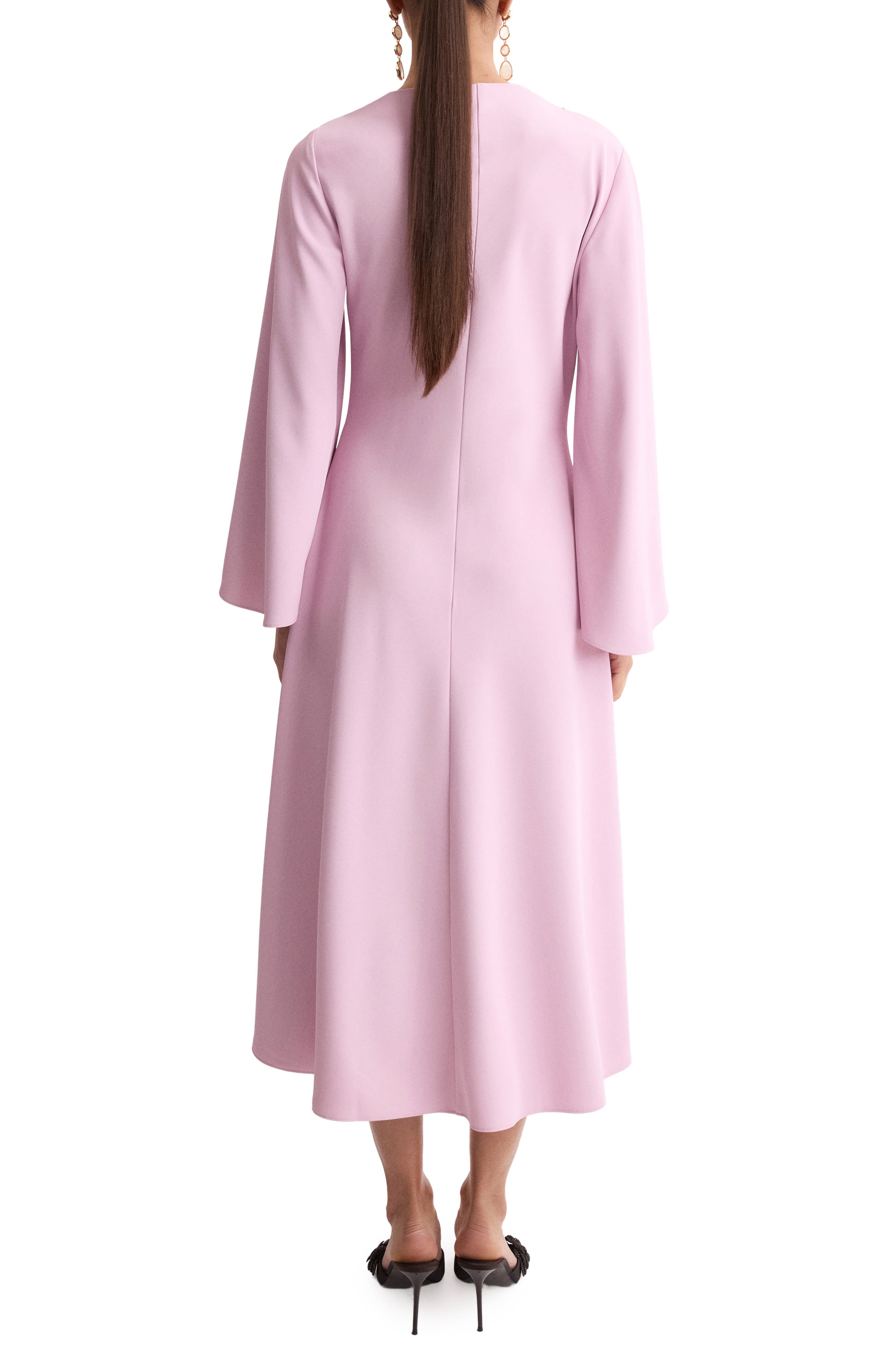 Flared Sleeve Satin Dress - image 2