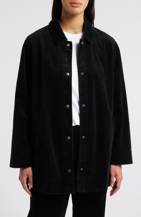 Classic Collar Long Stretch Corduroy Jacket