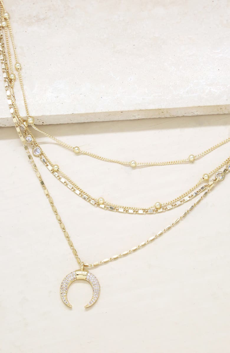 Ettika Crescent Horn Multistrand Pendant Necklace, Alternate, color, Gold