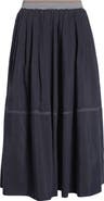 Veronica Beard Evelina Topstitch Detail Cotton & Silk Skirt