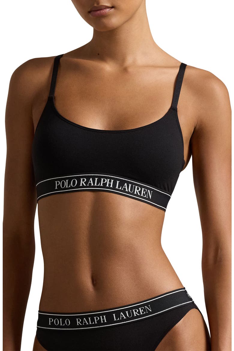 Logo Band Scoop Neck Bralette, Main, color, ONYX