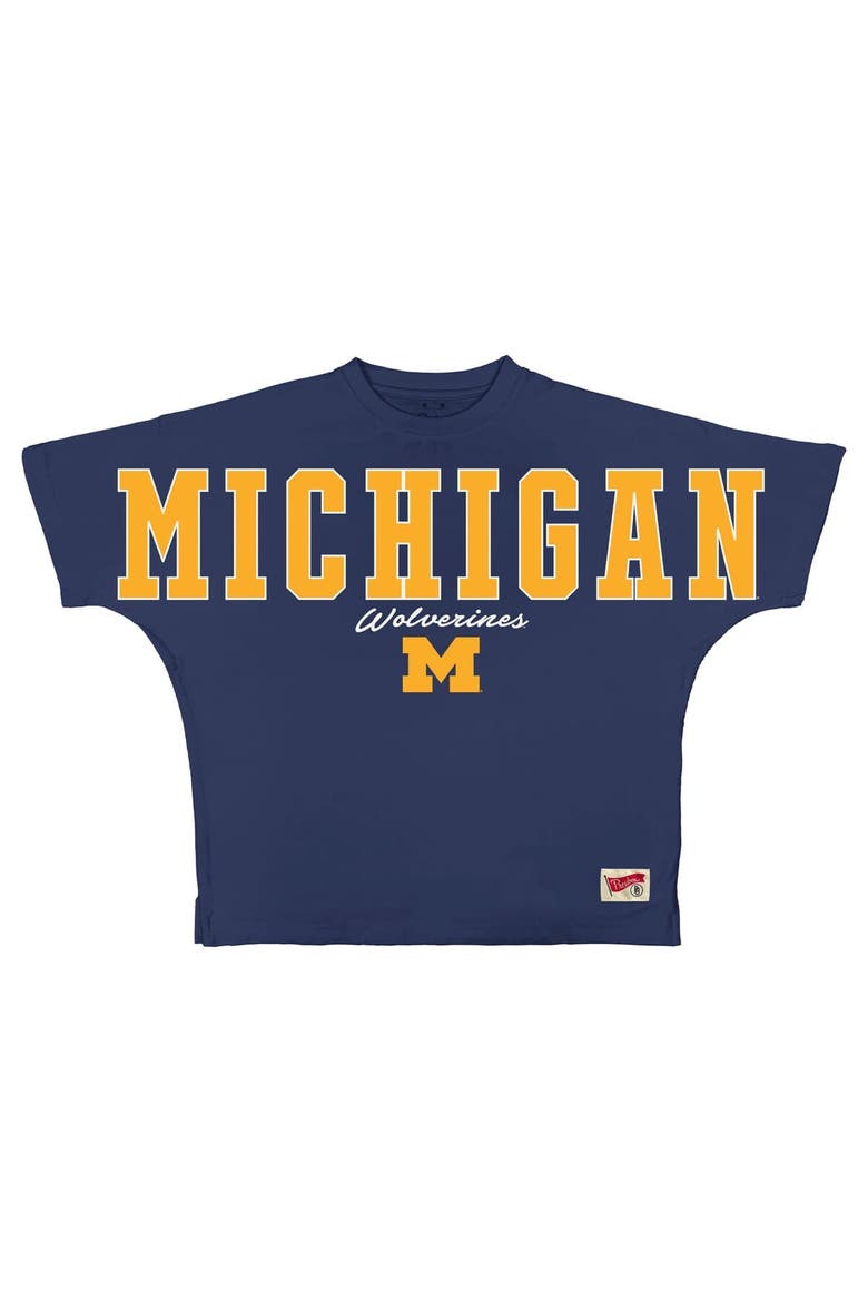 Women's Pressbox  Navy Michigan Wolverines Flannigan Oversized T-Shirt, Main, color, Navy