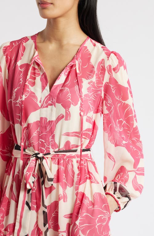 Julia Jordan Floral Print Long Sleeve Maxi Dress In Pink