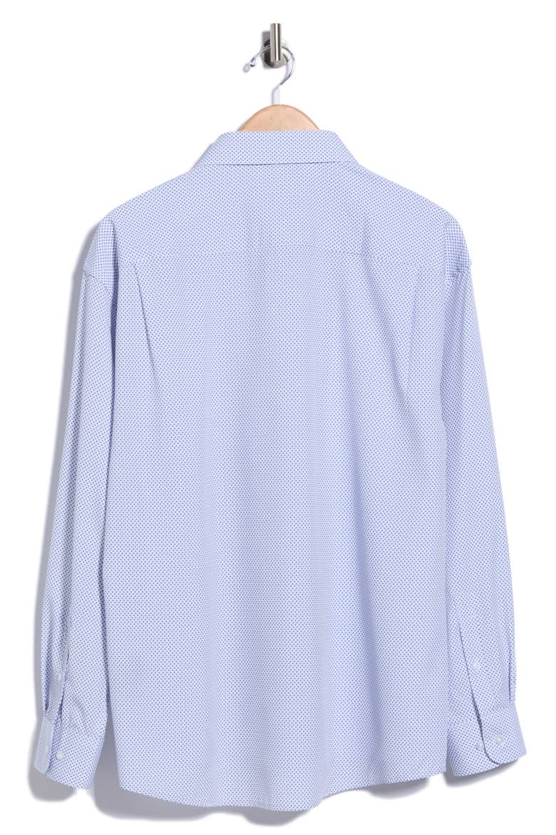 Printed Trim Fit Dress Shirt, Alternate, color, WHT/ NVY