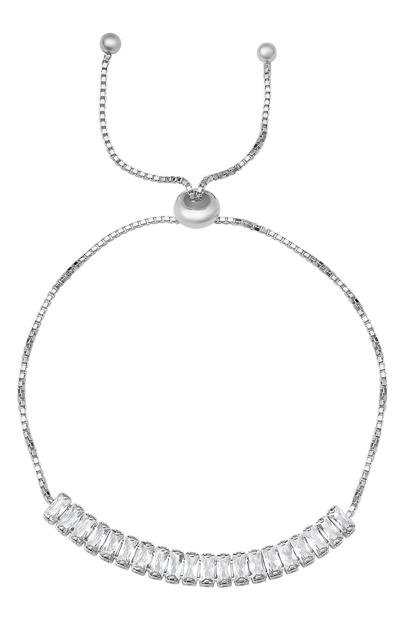 Sterling Silver Emerald Cut Cubic Zirconia Bracelet
