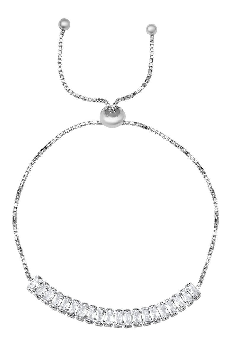 Sterling Silver Emerald Cut Cubic Zirconia Bracelet, Main, color, SILVER