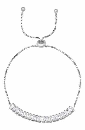 Sterling Silver Emerald Cut Cubic Zirconia Bracelet