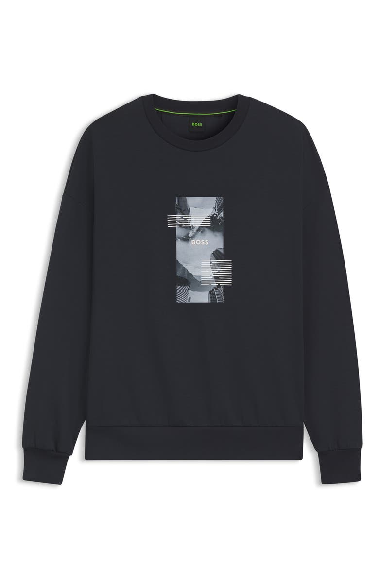 BOSS Stenson Zone Graphic Crewneck Sweatshirt, Alternate, color, Dark Blue