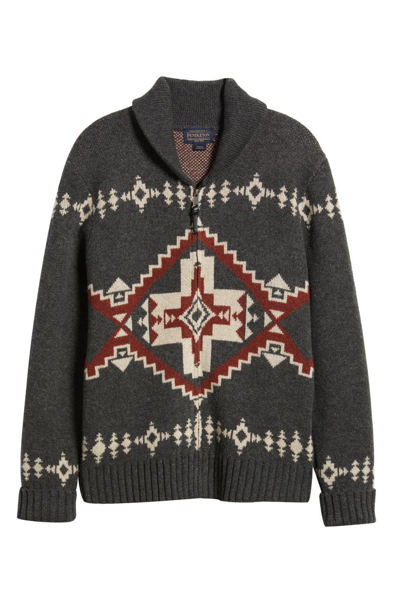Pendleton Four Corners Lambswool Zip Cardigan, Alternate, color, 
