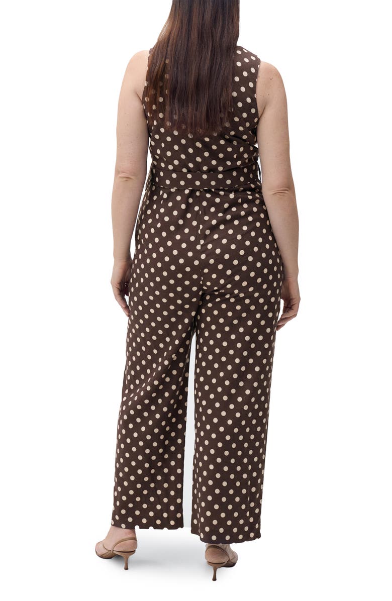 MANGO Belted Sleeveless Linen Blend Jumpsuit, Alternate, color, 