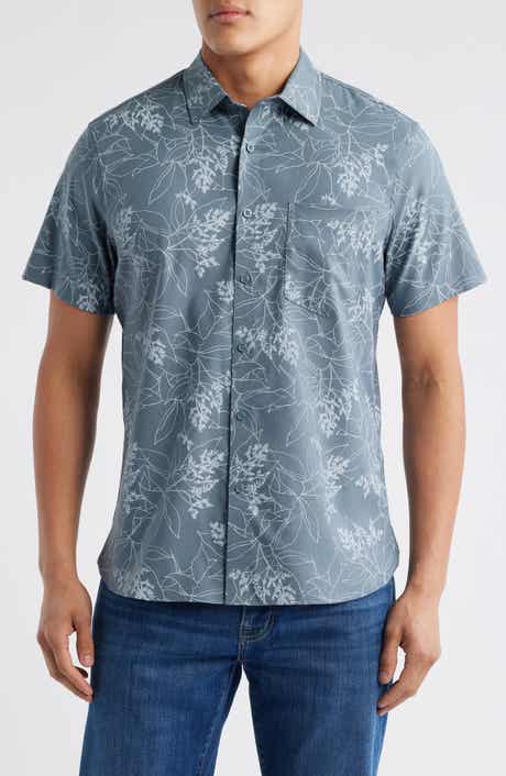 Nordstrom Botanical Print Short Sleeve Stretch Button-Up Shirt