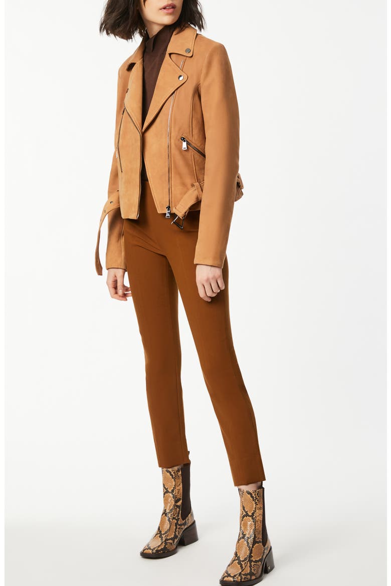 Spessa Leather Moto Jacket, Alternate, color, COGNAC