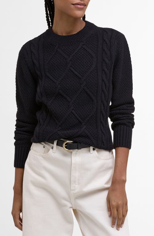 Barbour Burne Cable Wool Blend Sweater In Black