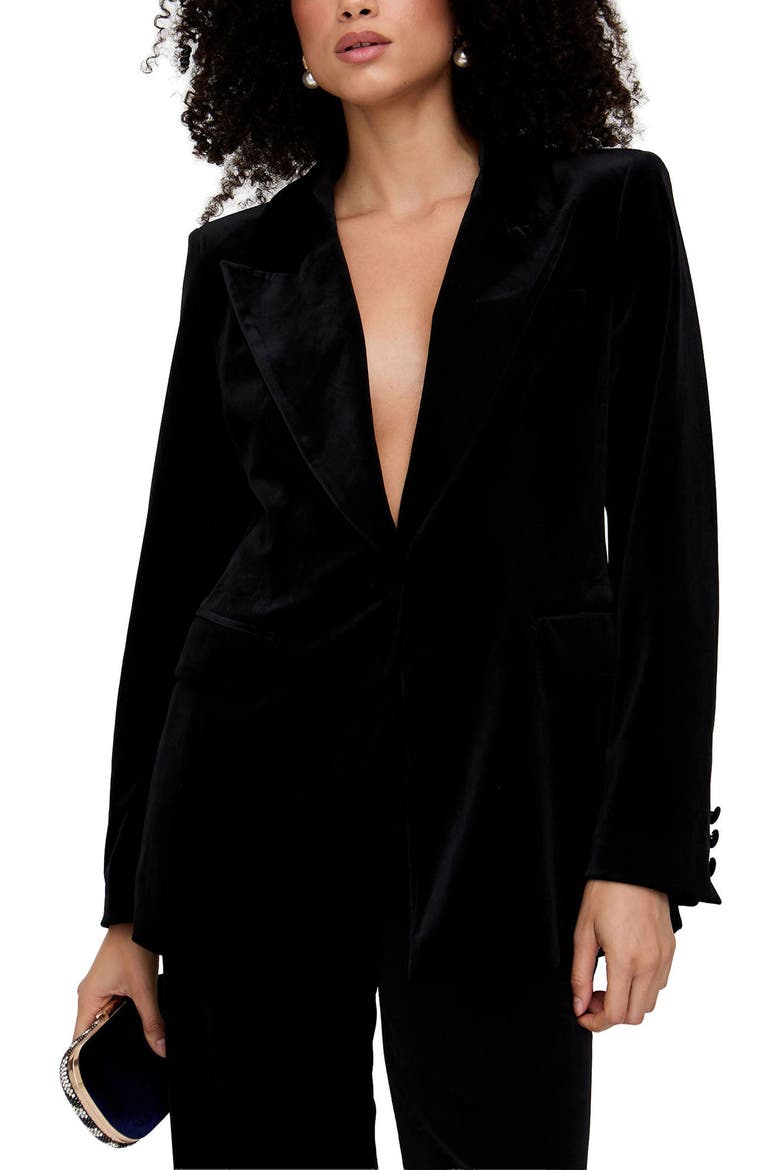 Valerie Tailored Velvet Blazer, Main, color, Black