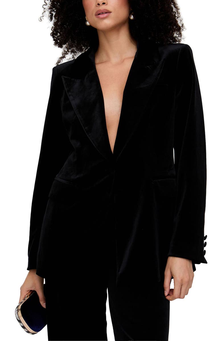 Lily and Lionel London Valerie Tailored Velvet Blazer, Main, color, Black