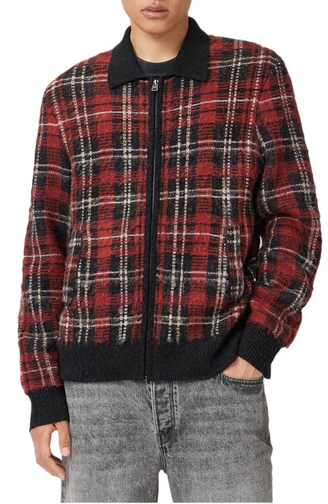 Nettle Plaid Zip Cardigan