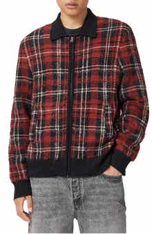 AllSaints Nettle Plaid Zip Cardigan
