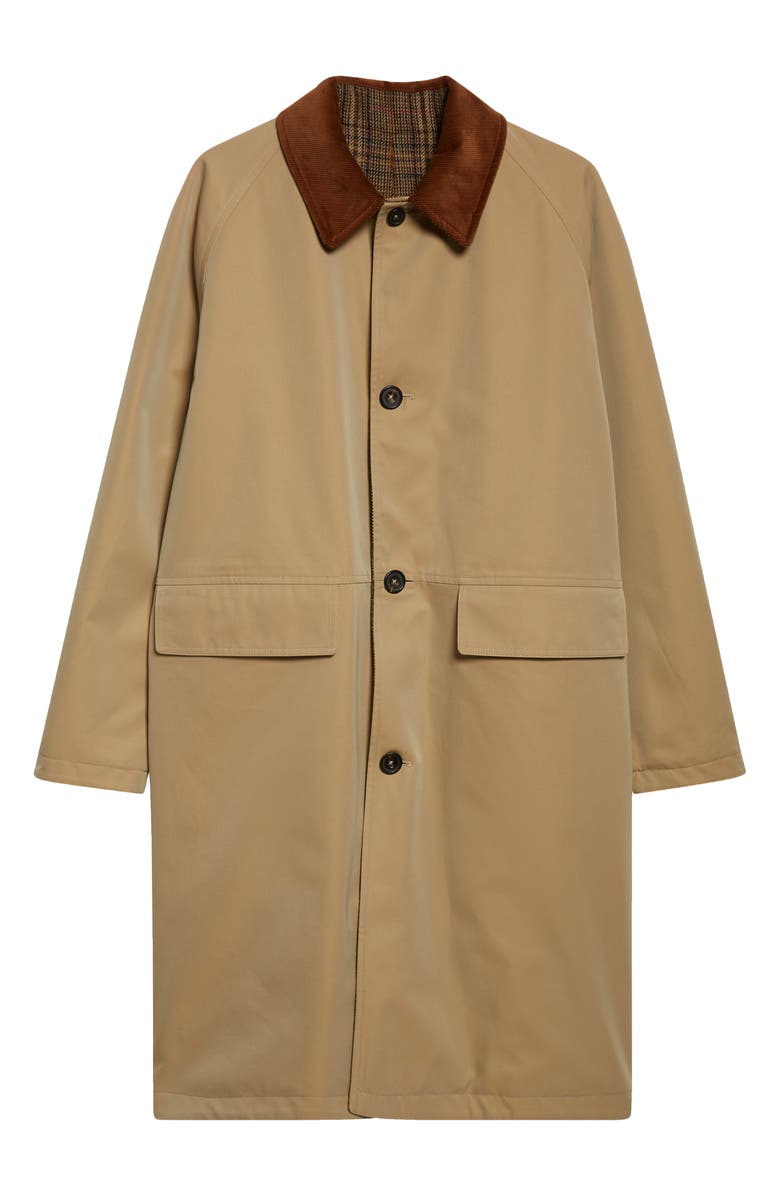 Drake's Reversible Single Breasted Mac Jacket, Main, color, Beige Check