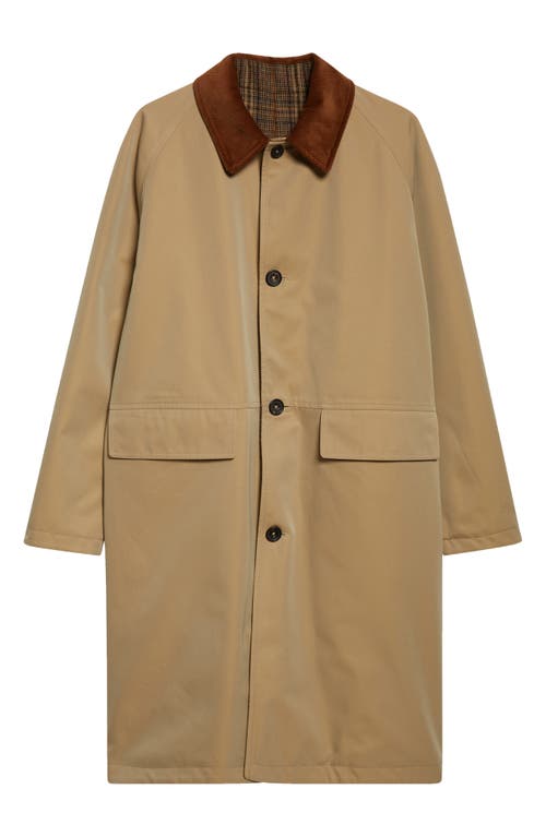 Drake's Reversible Single Breasted Mac Jacket In Brown