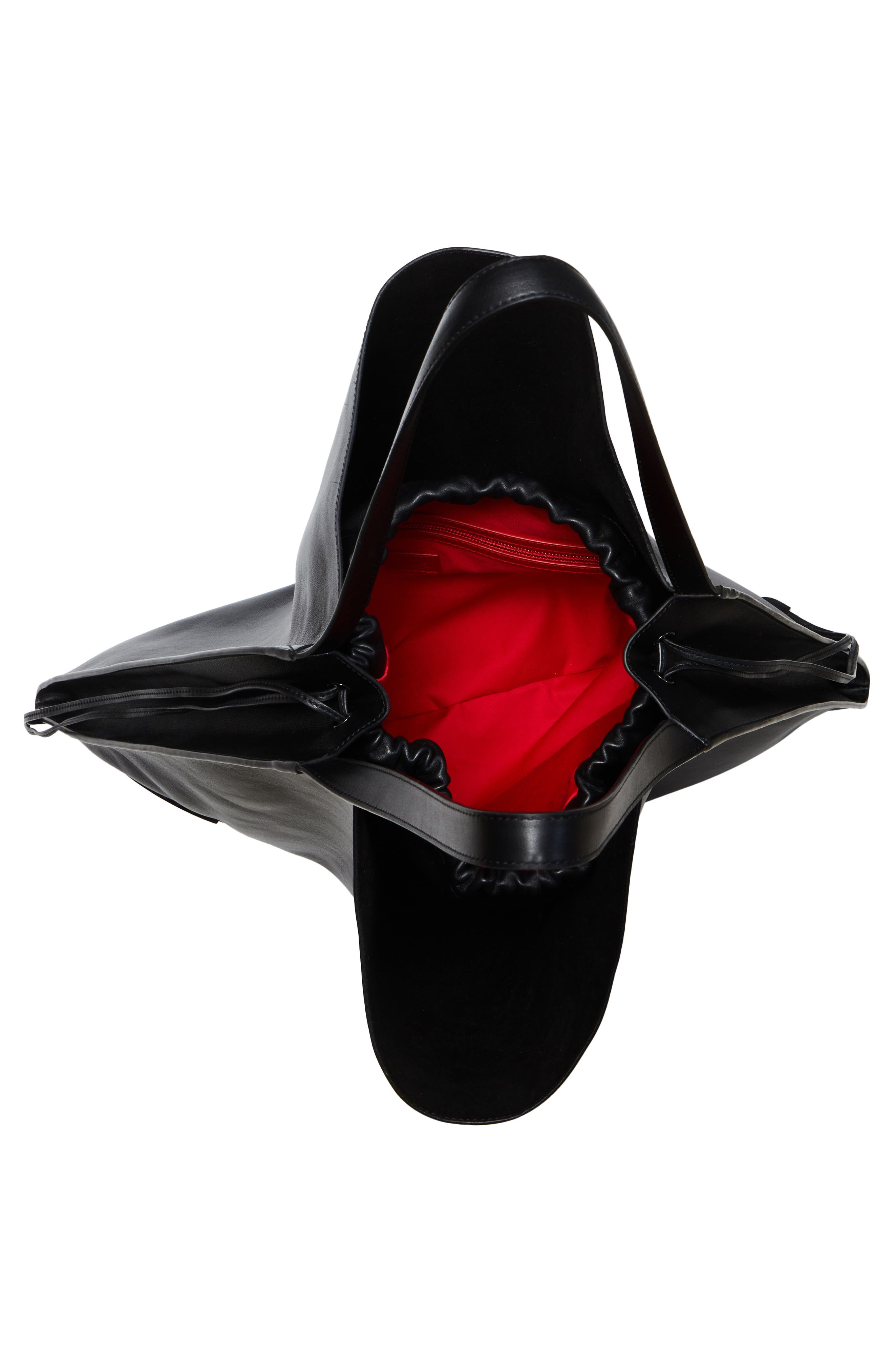 Christian Louboutin Le 54 Leather Drawstring Tote, Alternate, color, B380 Black/ Black/ Black