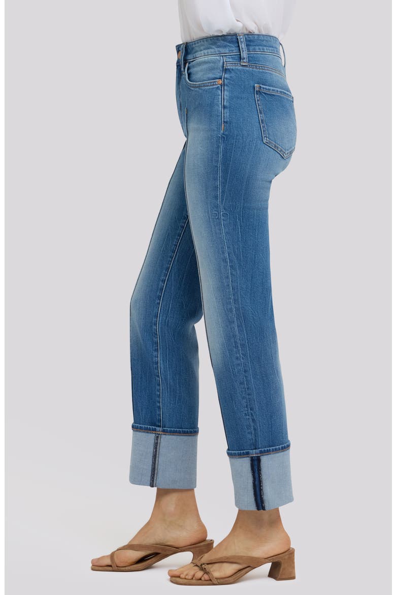 Marilyn Cuffed Pintuck Straight Leg Jeans, Alternate, color, PACIFICA