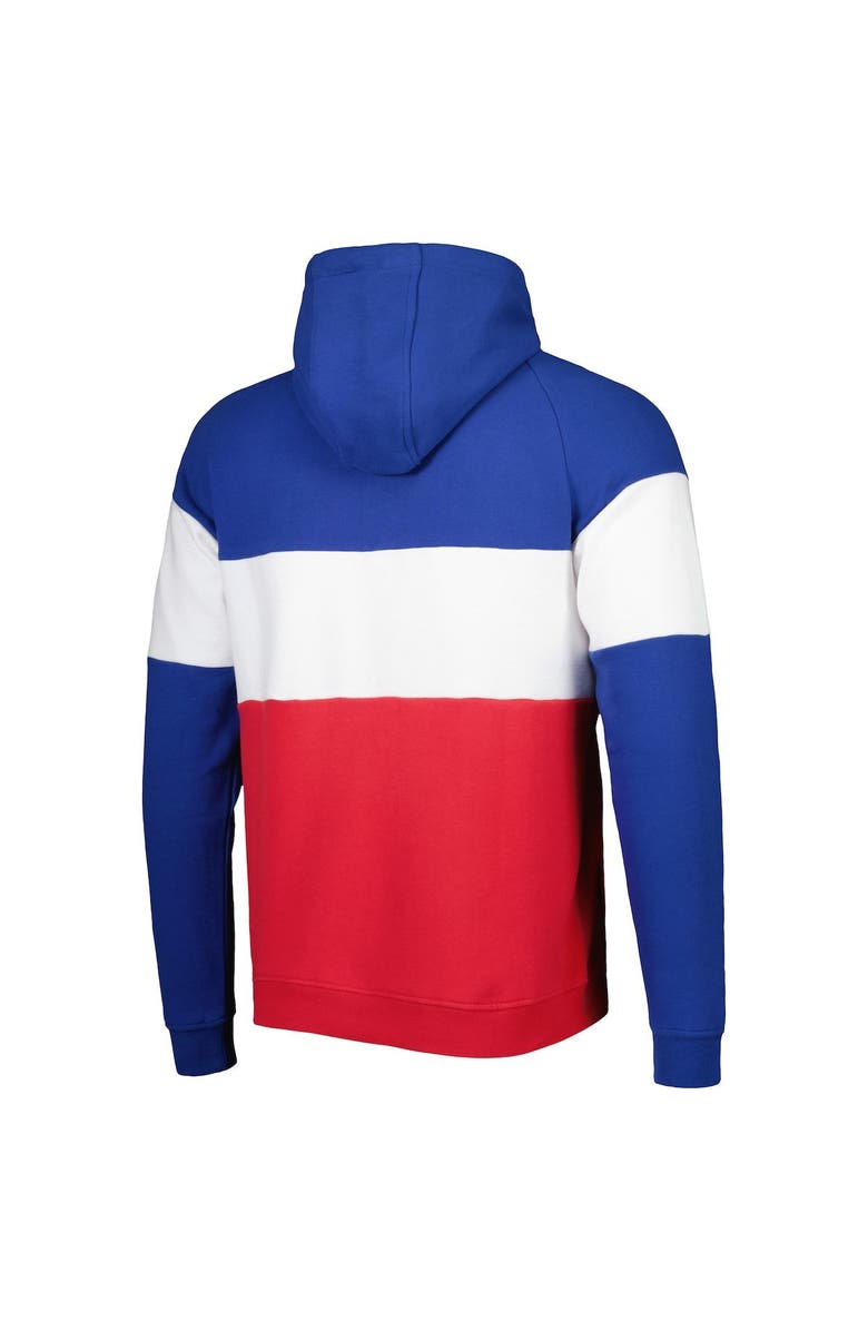 New Era Men's New Era Red/Royal New England Patriots Colorblock Throwback Pullover Hoodie, Alternate, color, Red