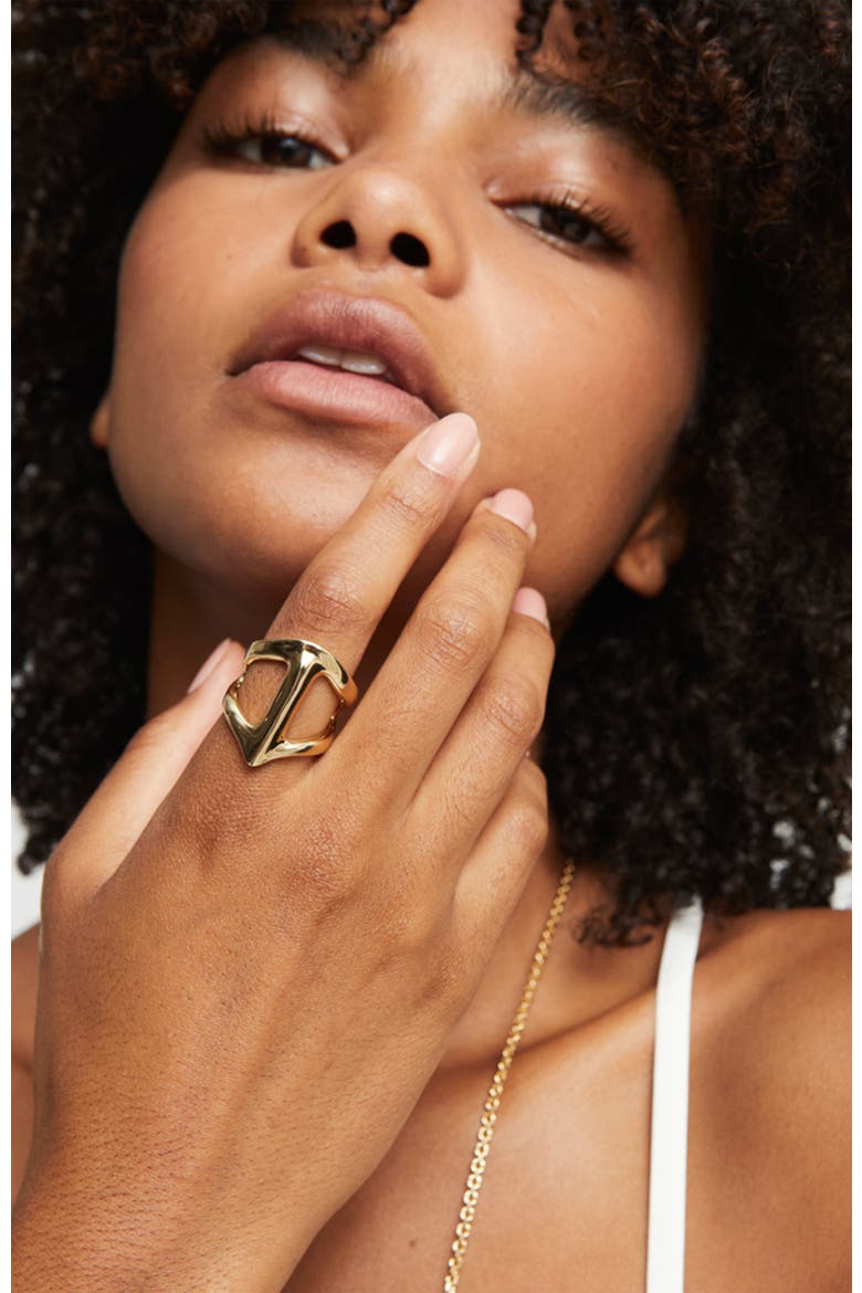 18K Gold-Plated Ring In The Shape Of A Manta Ray, Alternate, color, Gold