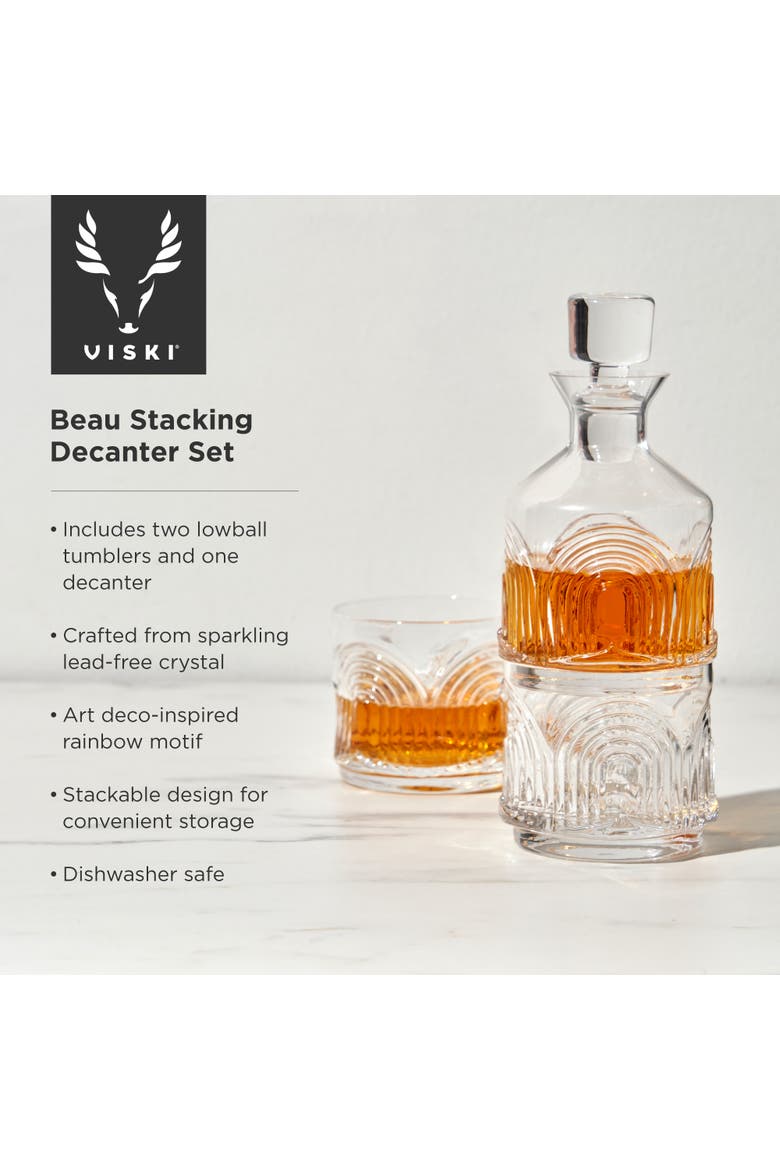 Deco Beau 3-Piece Crystal Stacking Decanter, Alternate, color, Clear