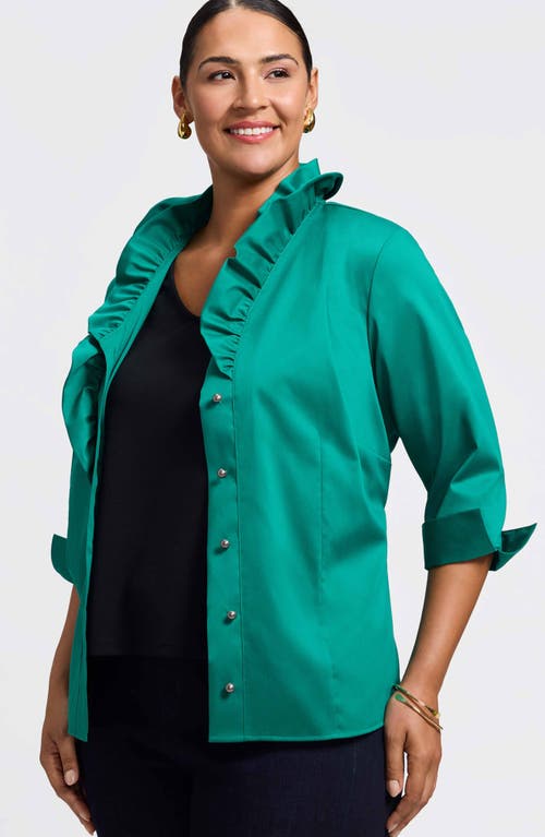 Foxcroft Edith Ruffl Shirt In Brown