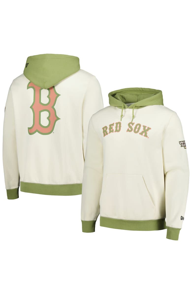 New Era Men's New Era Cream/Green Boston Red Sox Color Pop Pullover Hoodie, Main, color, 