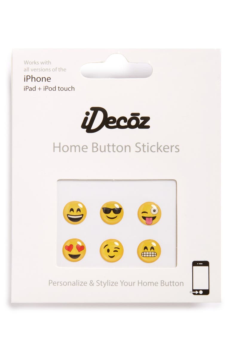 'Emoji' Home Button Stickers, Main, color, YELLOW