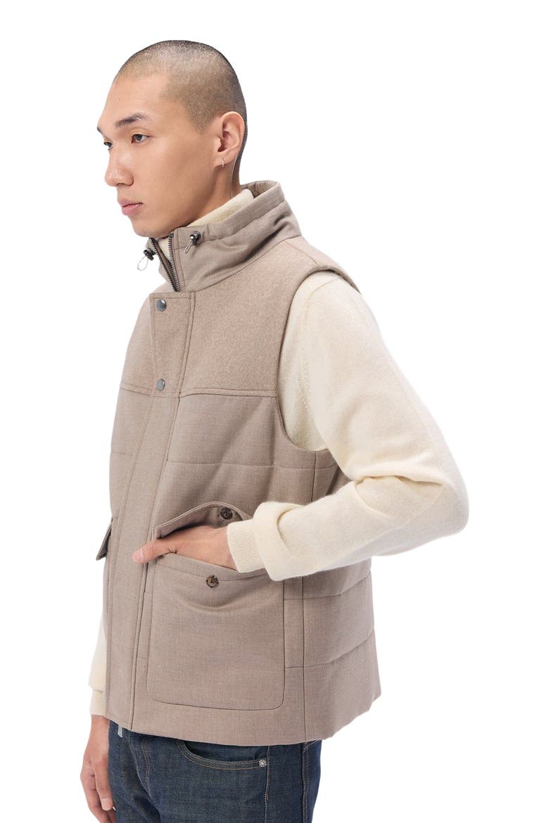 Drawstring Collar Cashmere Vest, Alternate, color, taupe