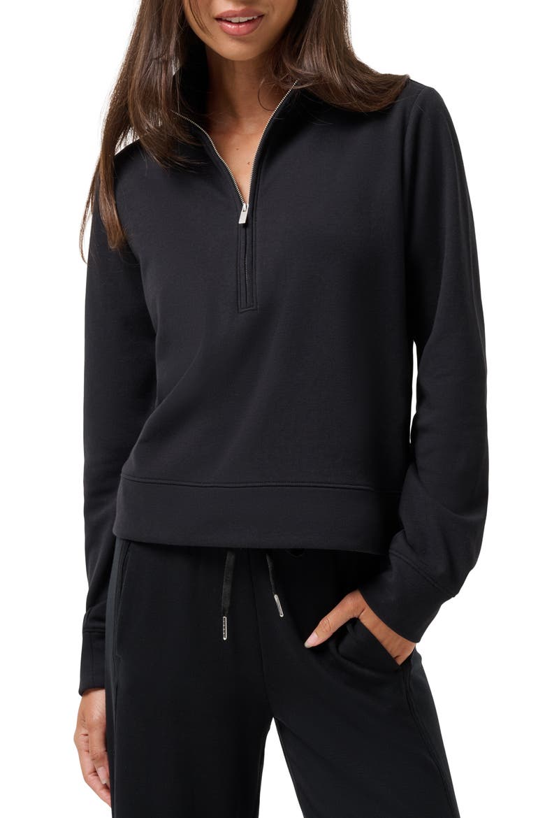 Cloud Half Zip Pullover, Main, color, BLACK