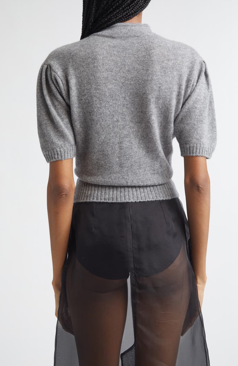 Simone Rocha Jewelled Mandarin Collar Cashmere Sweater, Alternate, color, Grey/ Pearl/ Clear