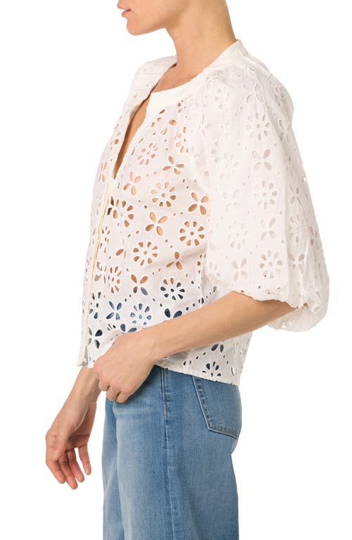 Joe's Women's The Broderie Lace Puff-sleeve Top In White