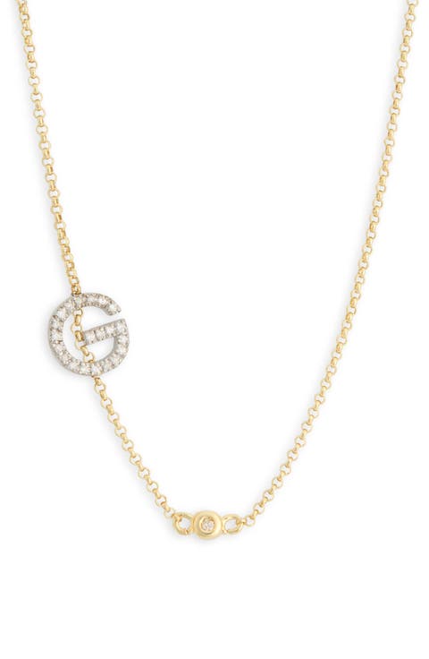 Bezel Diamond Initial Chain Necklace - 0.2ct.