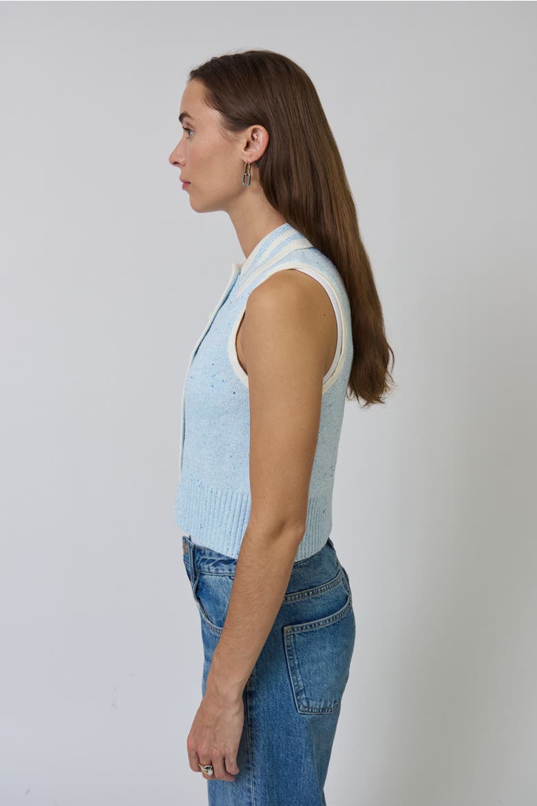 Celeste Tweed Yarn Collared Top, Alternate, color, BLUE