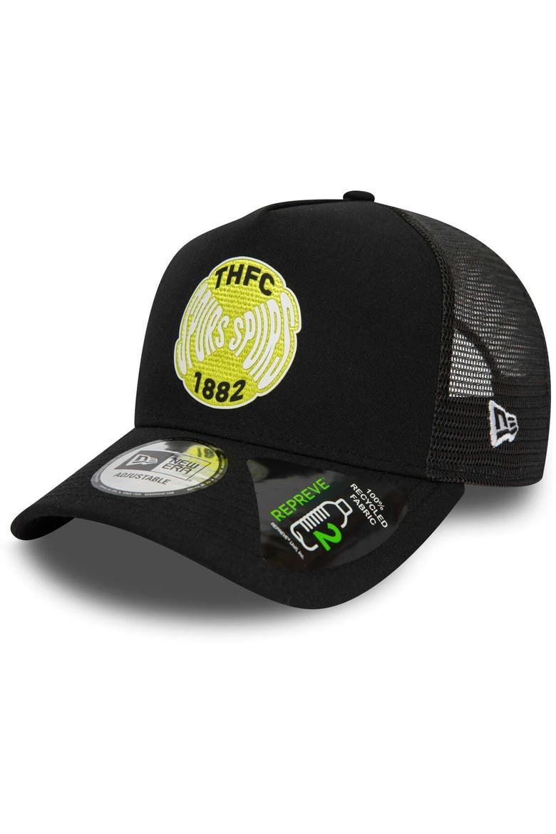 Men's New Era Black Tottenham Hotspur Repreve E-Frame Adjustable Trucker Hat, Main, color, Black