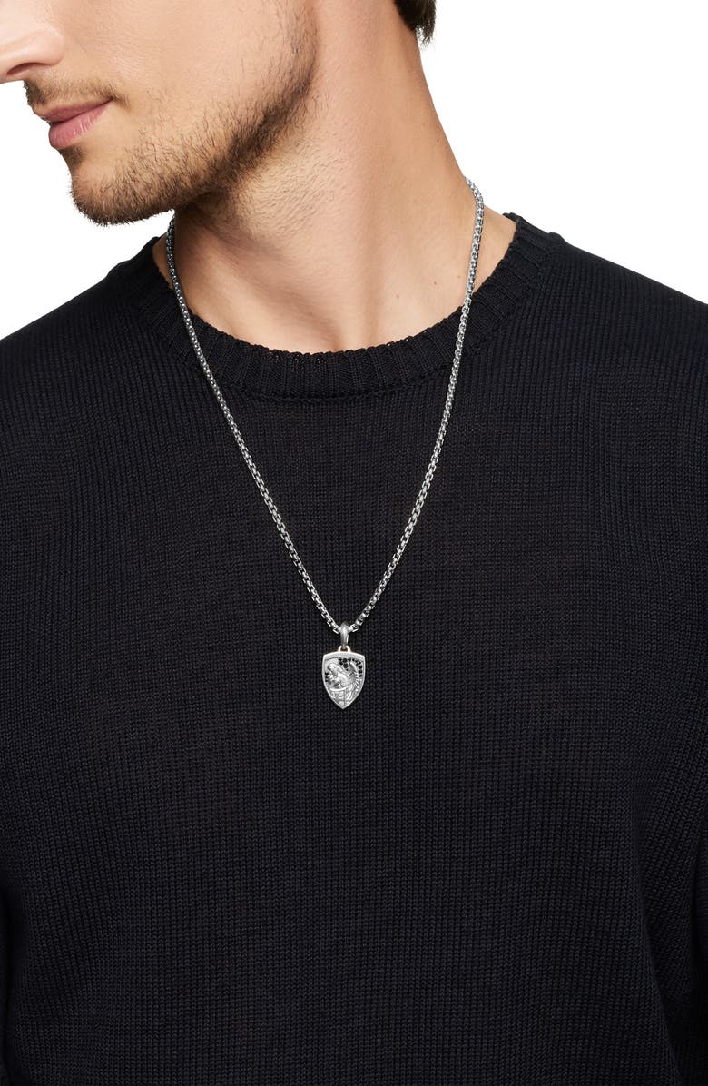 David Yurman Men's St. Michael Black Diamond Pendant, Alternate, color, Silver Pave
