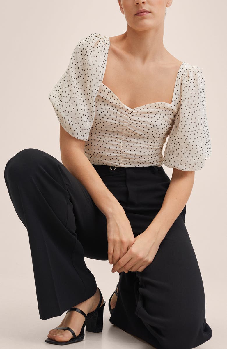 MANGO Polka Dot Chiffon Blouse, Alternate, color, 
