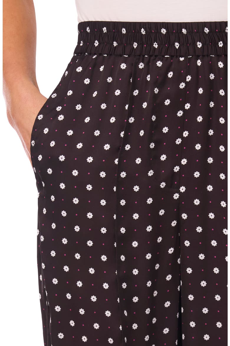 Floral Elastic Waist Straight Leg Pants, Alternate, color, RICH BLACK