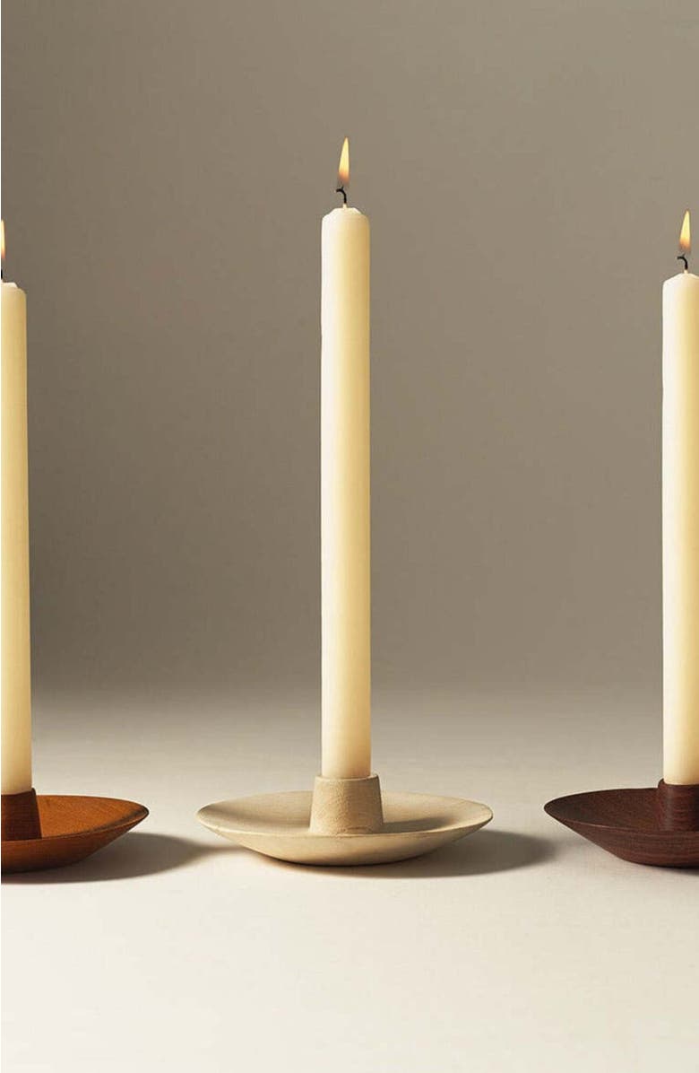 Itza Wood Round Taper Holder - Set of 2, Alternate, color, Blonde Cedar