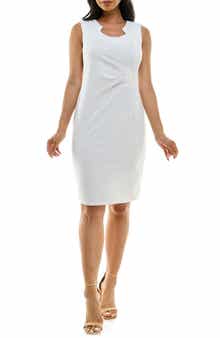 Nina Leonard Pleated Sleeveless Sheath Dress
