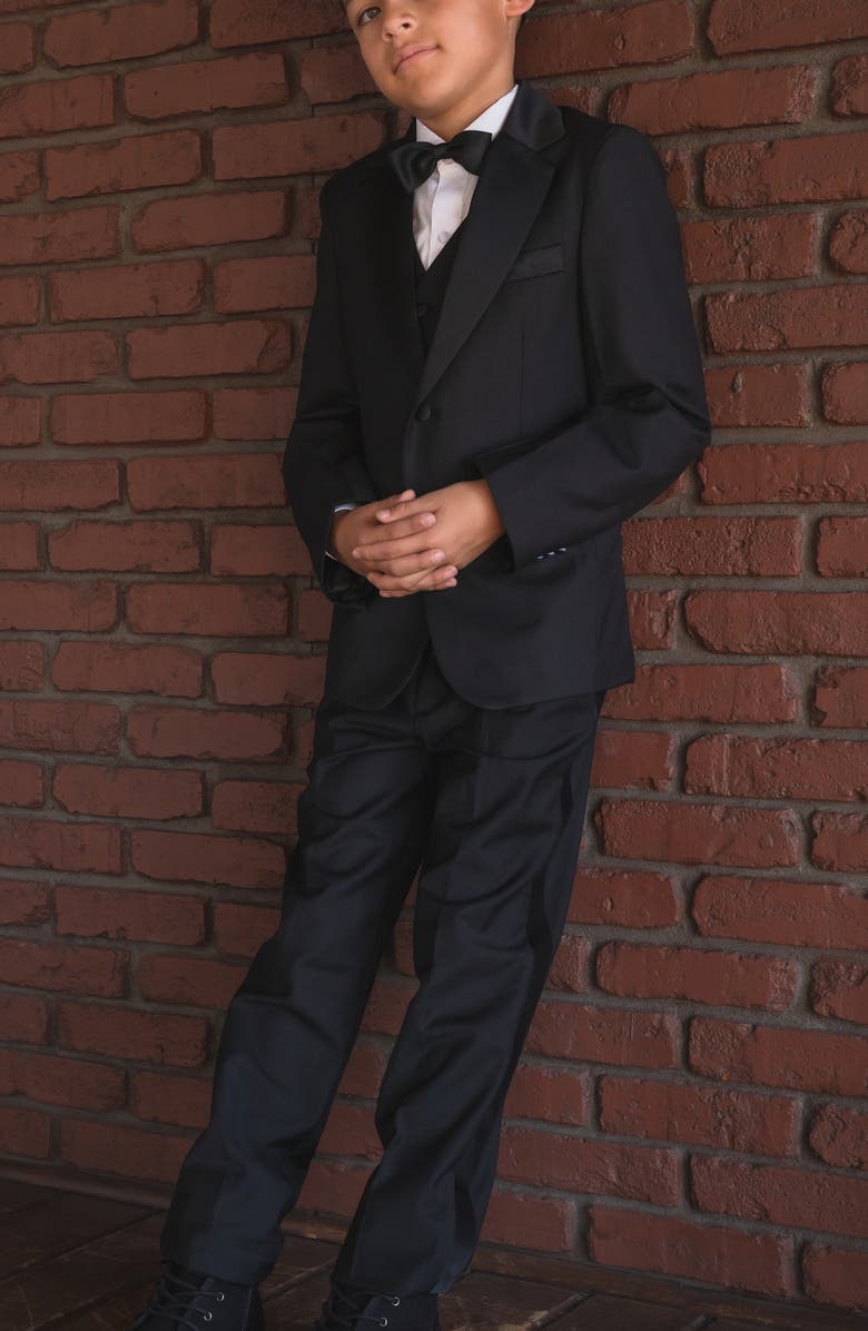 Peanut Butter Collection Kids' 007 5-Piece Slim Fit Tuxedo, Alternate, color, Black