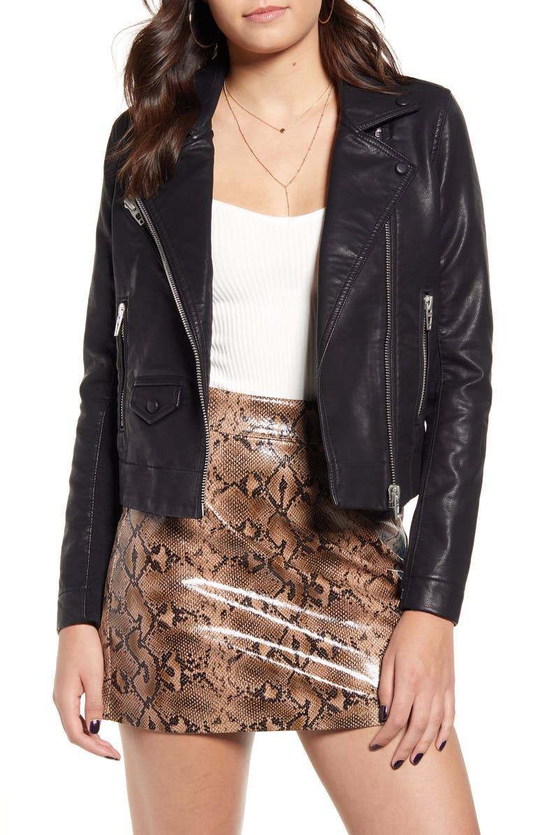 BLANKNYC Faux Leather Moto Jacket, Main, color,