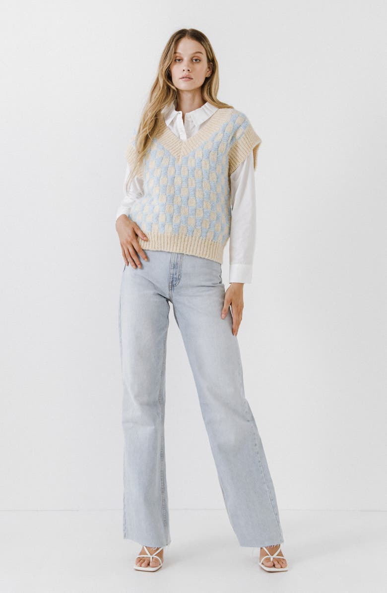 English Factory Check Sweater Vest, Alternate, color,