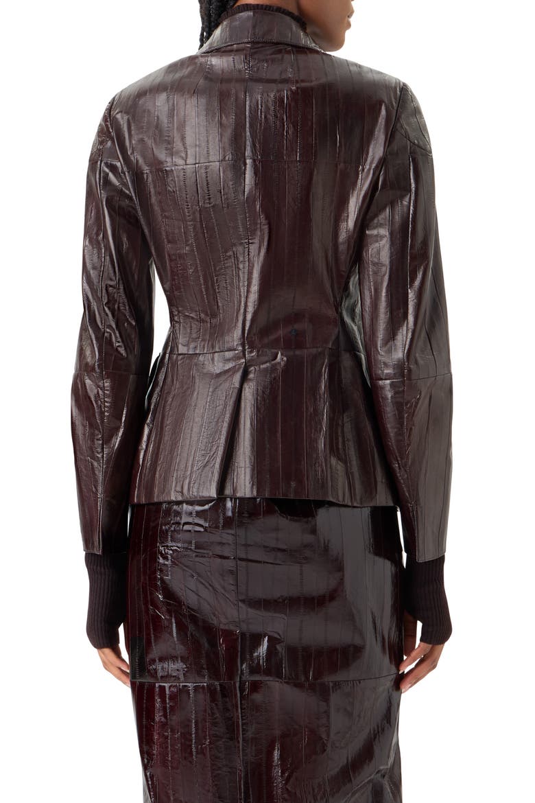 Kimia Lacquered Leather Jacket, Alternate, color, COFFEE