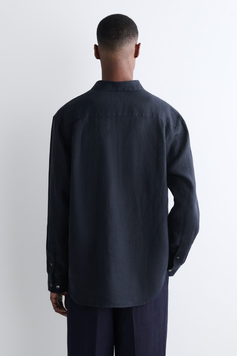 Relaxed Linen Shirt, Alternate, color, NAVY
